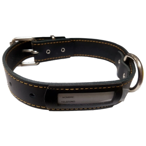 COLLAR CUERO BUZON NEGRO 50x3cm