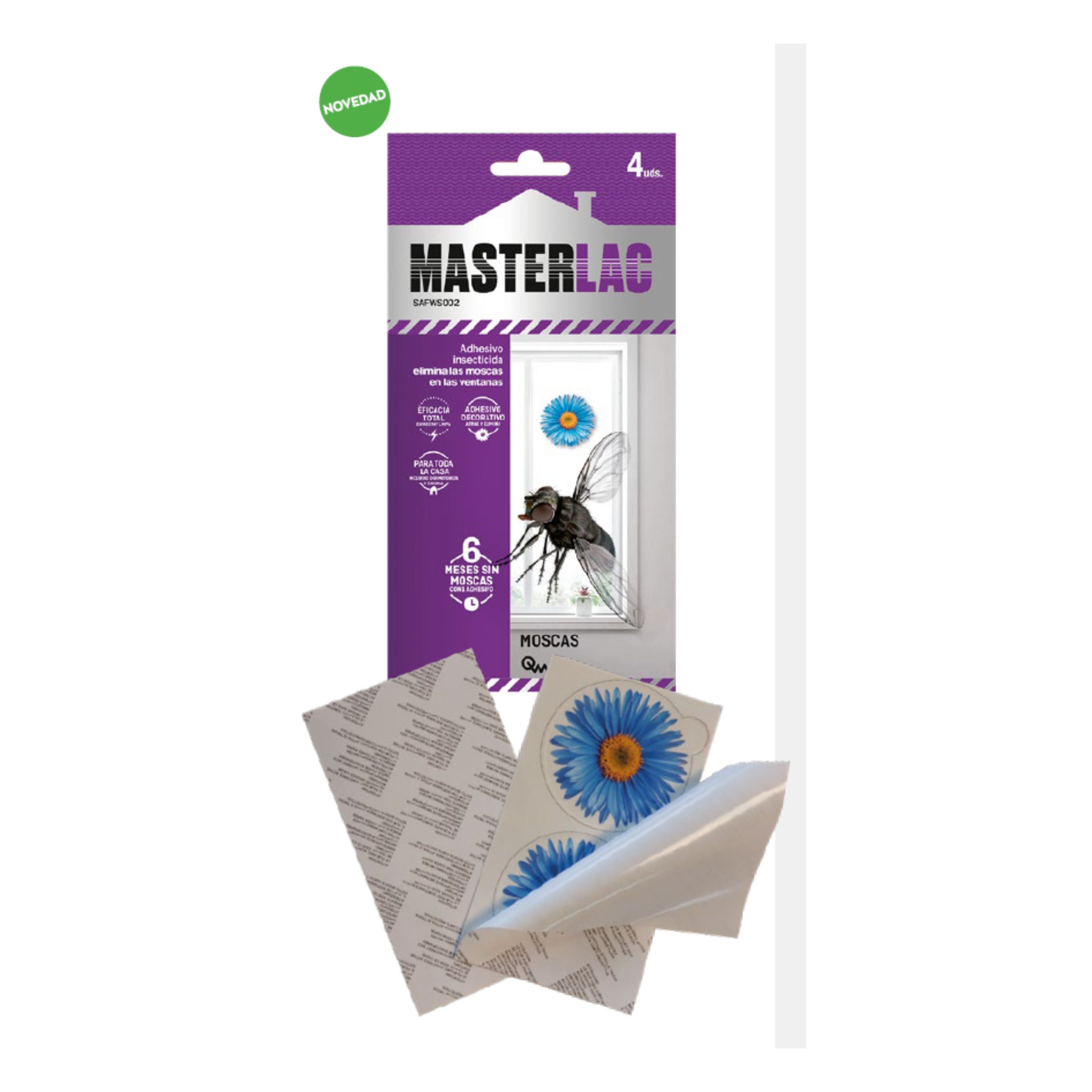 MASTERLAC Adhesivo Insecticida Ventanas 4 uds.