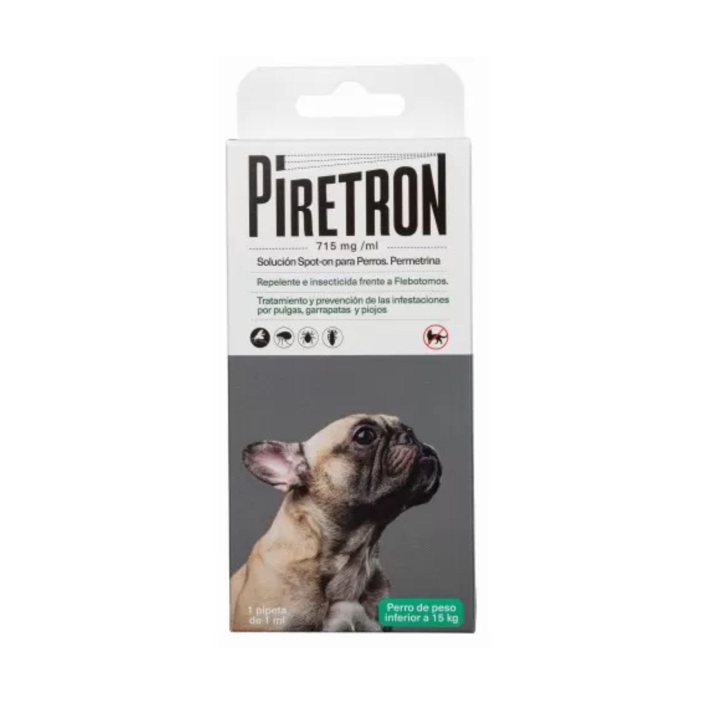 Pipeta PIRETRON 715 mg/ml Spot on PERRO 1 ml. 1Ud. Menos de 15 Kg.