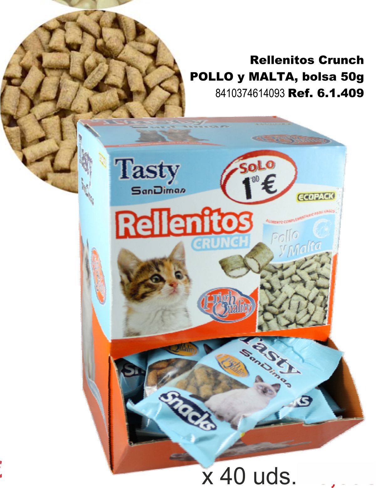 RELLENITOS CRUNCH CAT POLLO/MALTA 50 GR. C/40 BOLSAS