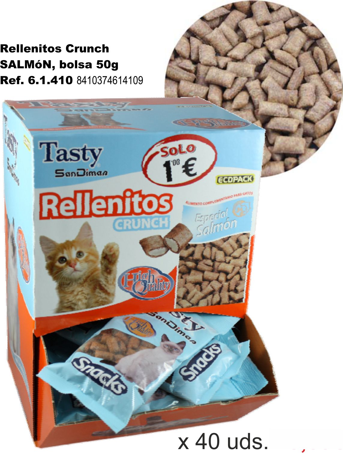 RELLENITO CRUNCH CAT SALMON BOLSA 50GR. C/40 BOLSAS