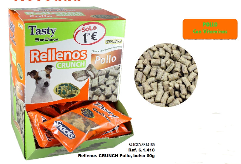 RELLENOS CRUNCH DOG POLLO 50 GR. CAJA 35 BOLSAS