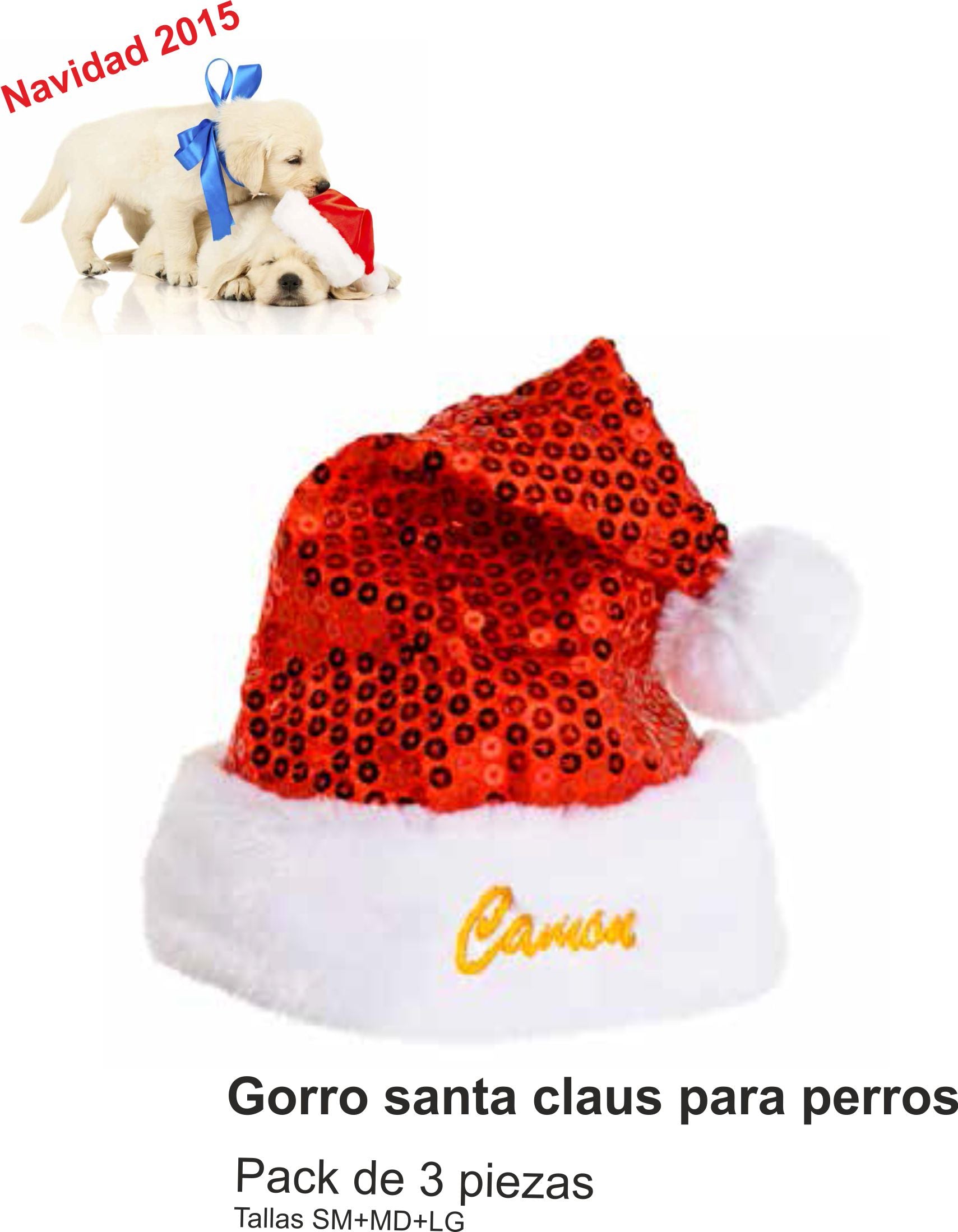 GORRO SANTA CLAUS PACK 3 PIEZAS